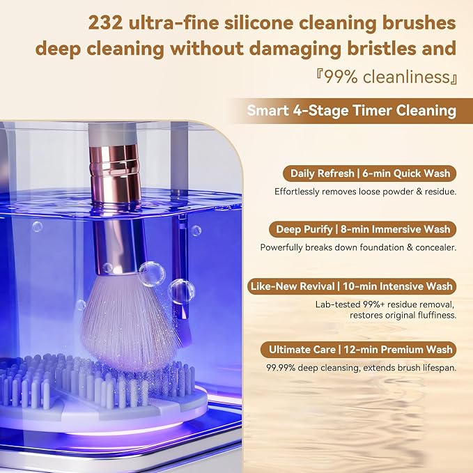 5-in-1 Electric Makeup Brush Cleaner &amp Dryer Machine- Portable Automatic USB Cosmetic Brushes Cleaner Tool with Deep-Clean Silicone Brush for All Size Brushes (Contour Eyeshadow Blush)