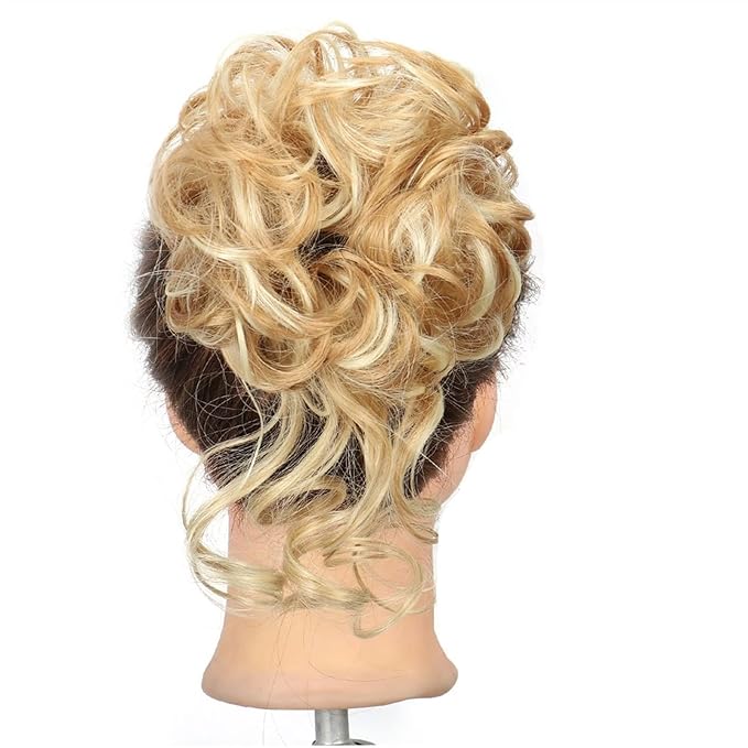 Hair Accessories Synthetic Bun Donut Bun Ponytail Hair Extensions Messy Blonde Curls with Elastic Rubber Band Wig Hair Bun for Women Hair Pieces For Women(27H613)