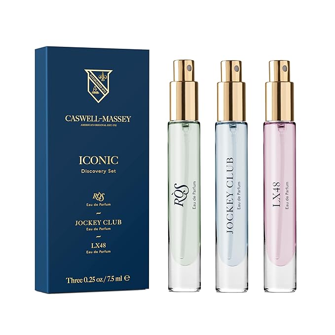 Caswell-Massey Iconic Discovery Set ? Includes Jockey Club LX48 R?S ? Fragrance for Men Travel Size Made in USA 0.25 Fl Oz Each