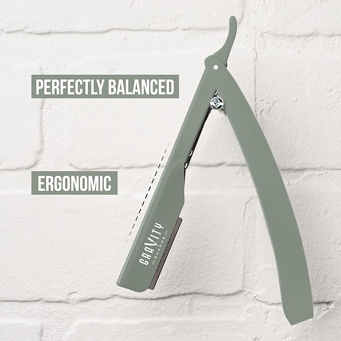 GRAVITY RAZORS Professional Straight Razor Kit ? Minimal Exposure Includes 10 Premium Blades 2mm Exposed Mint
