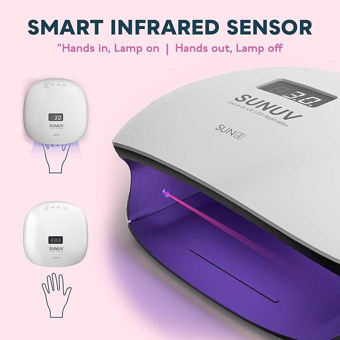 SUNUV UV LED Nail Lamp UV Light for Nails Compatible with All Gel Polish 36 LEDs with 4 Timer Settings LCD Display for Home Salon SUN4 Black