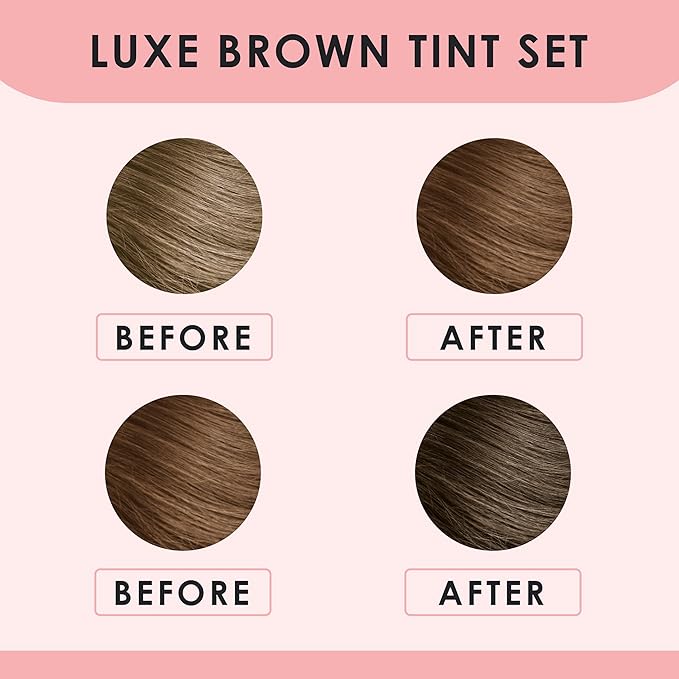 Luxe Cosmetics - Brown Color Set for Lashes and Brows - Long Lasting Temporary Color (Up to 4 Weeks) - Vegan &amp Cruelty-Free - For Salon &amp Home Use
