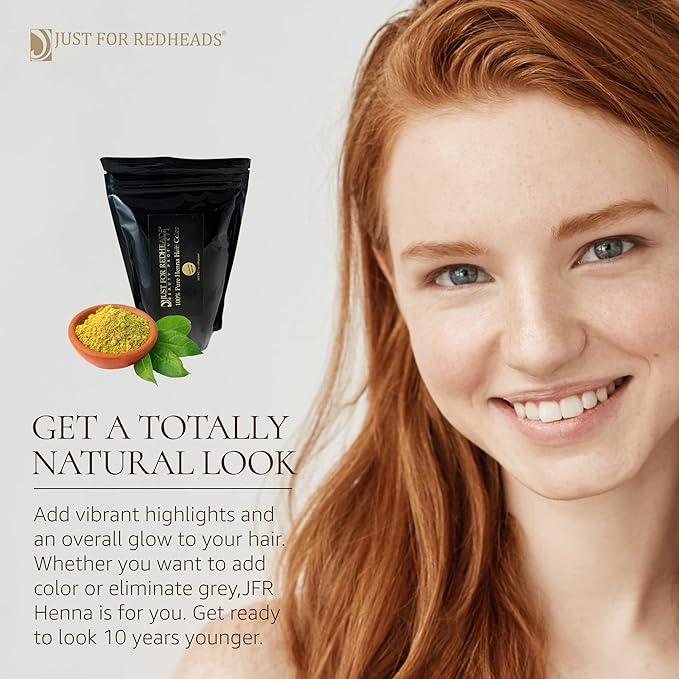 Just for Redheads Henna Hair Color for Redheads - 100% Dried Pulverized Leaves from Pure Lawsonia Plants (Champagne)