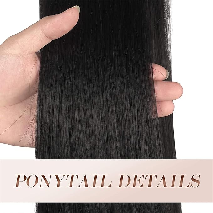SONGCHAO Fake Hair Bun 8-30 Inches with Drawstring Ponytail Brazilian Real Hair Extensions Straight Ponytail Wig Hair Slices for Black Women Hair Accessories (Color : 26 inch)