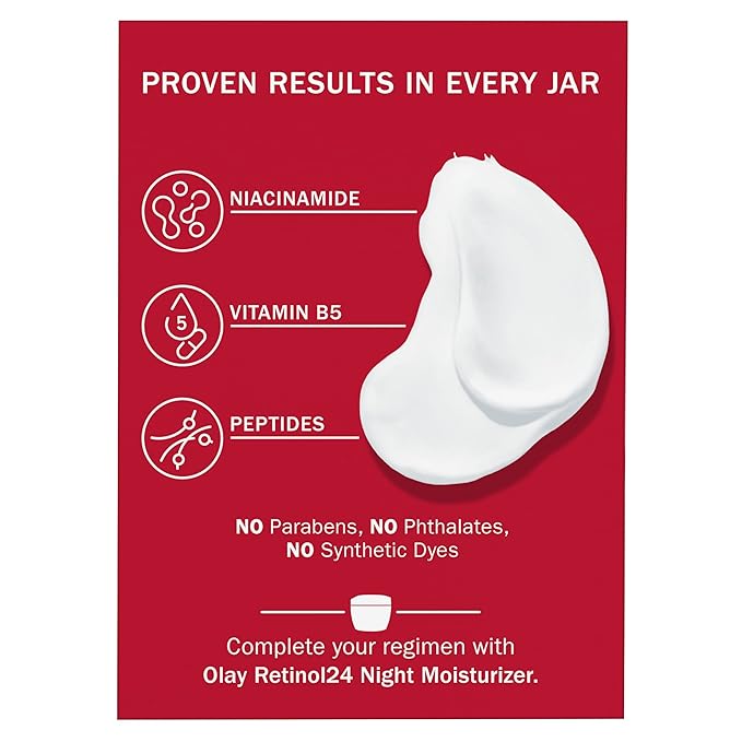 Olay Niacinamide Face Moisturizer Firming Cream for Women Non-Greasy - Anti-Wrinkle Anti-Aging Hydrating Renewing Stronger Skin Barrier Smooths - Peptides 1.7 Oz
