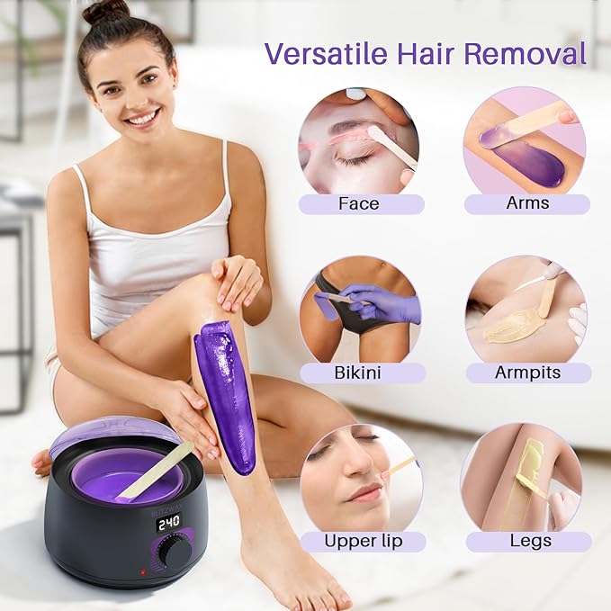 BLITZWAX Brazilian and Bikini Wax Pot for Women Hard Waxing Warmer for Face Legs and Body At Home Hair Removal Machine Beginner Friendly Digital Fast Heating 16oz Capacity