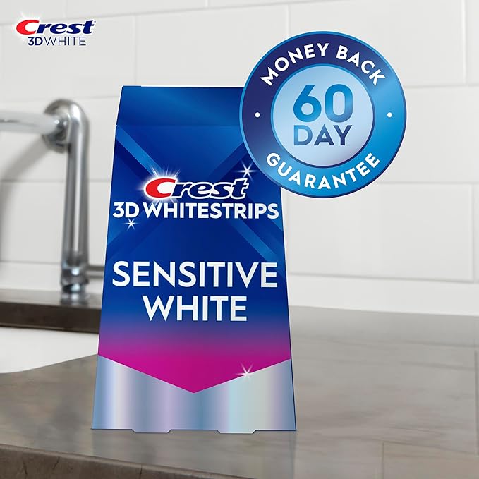 Crest 3D Whitestrips Sensitive At-Home Teeth Whitening Kit 18 Treatments Gently Removes 15 Years of Stains Crest Whitestrips Teeth Whitening Kit