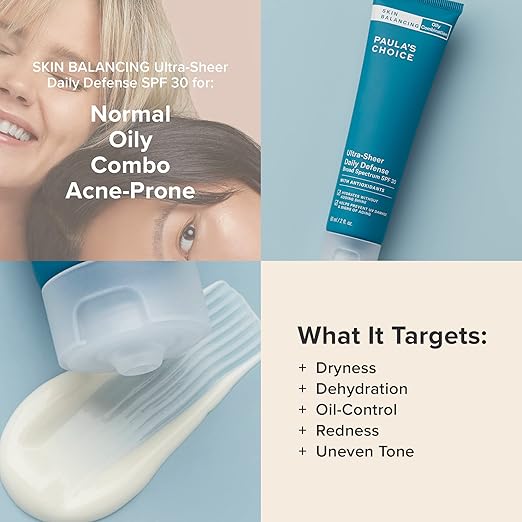 Paula's Choice SKIN BALANCING Ultra-Sheer Daily Defense SPF 30 Oil-Free Moisturizer 2 Ounce Tube