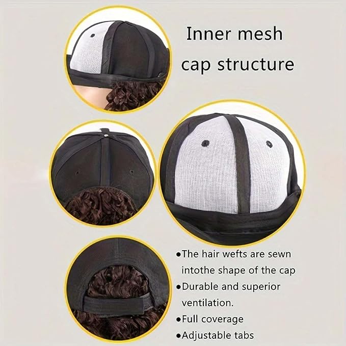 Hat Wig Baseball Cap Wig Extensions Adjustable Wig Hat Attached African Kinky Curly Hairpiece Braiding wig