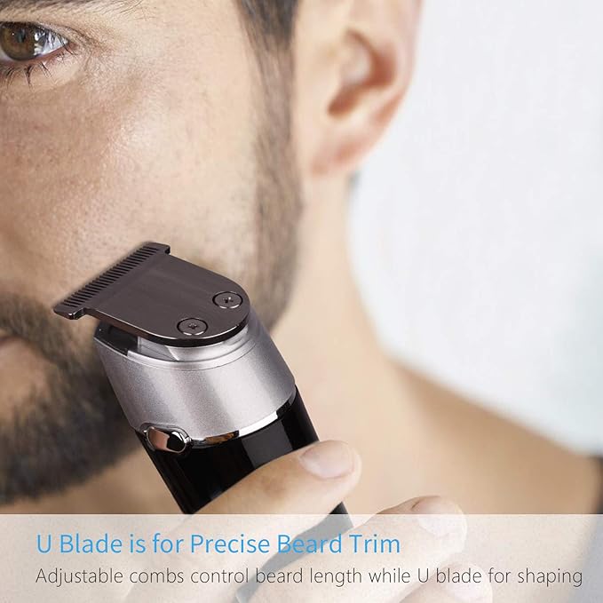 New 5 in 1 Multi-functional Beard Trimmer Men's Grooming Kit Dual Shaver Body Trimmer Precision Nose &amp Ear Trimmer Waterproof Recharqeable Cordless (Black)