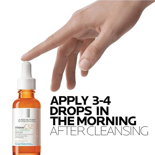 La Roche-Posay Pure 12% Vitamin C Serum For Face With Hyaluronic Acid &amp Salicylic Acid Hydrating Face Serum Boost Radiance &amp Reduce Wrinkles 2 Formulas for Normal or Oily Skin Control