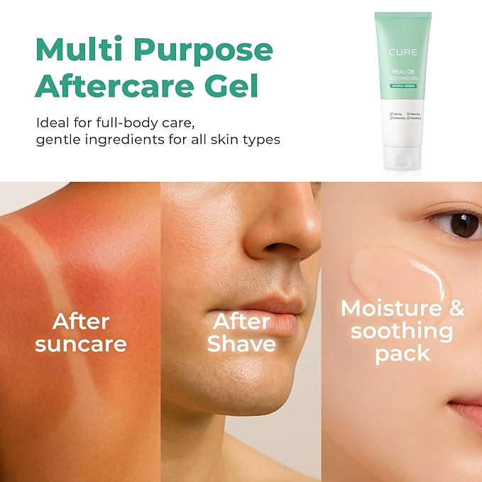 CURE Aloe Vera Gel with 90.52% Leaf Juice Soothing &amp Hydrating Korean Skin Care for Sun-Exposed or Dry Skin 5.07 fl oz Refreshing Gel Moisturizer for Face &amp Body