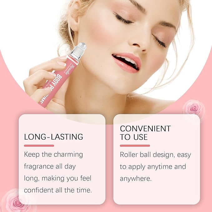 Rose Scented Body Roll-On Perfume - Fresh &amp Natural Long-Lasting Fragrance Enhance Your Charm With Lightweight Touch(2PCS)
