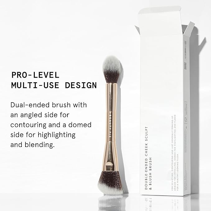 Beauty Pie Double-Ended Sculpt &amp Blush Brush 012 ? Professional Angled Contour &amp Tapered Highlight Makeup Brush ? Vegan Cruelty-Free Synthetic Bristles ? Sculpt Blend &amp Highlight in One