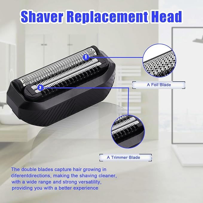 Pro Head Shaver Replacement Blades Compatible with MANSCAPED The HandymanLong Hair Leveler and Foil Blades for Portable Men's Travel Facial Hair Comb (2 pack)