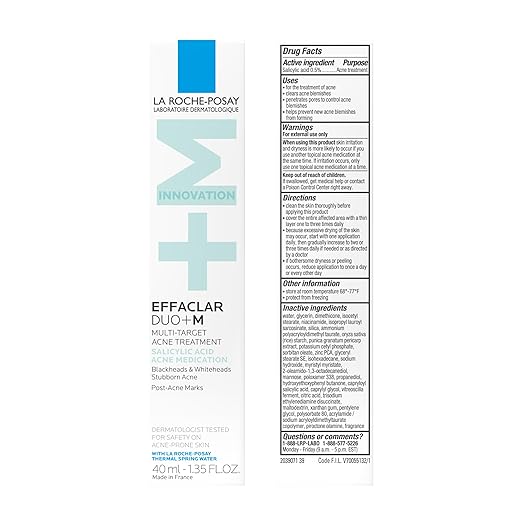 La Roche-Posay Effaclar Salicylic Acid Acne Treatment For Face Mattifying Acne Gel Cream Spot Treatment for Blackheads Whiteheads &amp Pores Prevents New Pimples Non-Greasy Sensitive Skin Safe