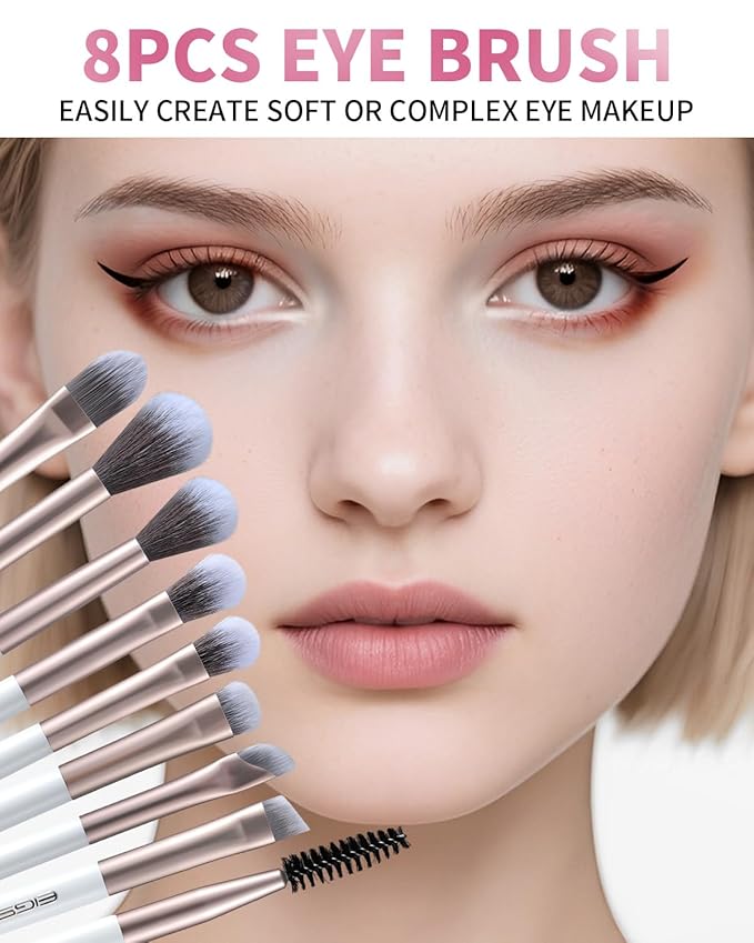 EIGSHOW Makeup Brushes Set 15Pcs Professional Make Up Brush with Silver Ion Bristles for Foundation Powder Blush Highlighter Concealer Eyeshadow Eyeliner Travel Gift Set (Champaign Gold)