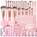 Pink Makeup Brushes Set Professional 56Pcs with Case Premium Synthetic for Foundation Concealer Blush Eyeshadow Powder Contour Makeup Brush Kit Face Eye Make up Brushes &amp Tools