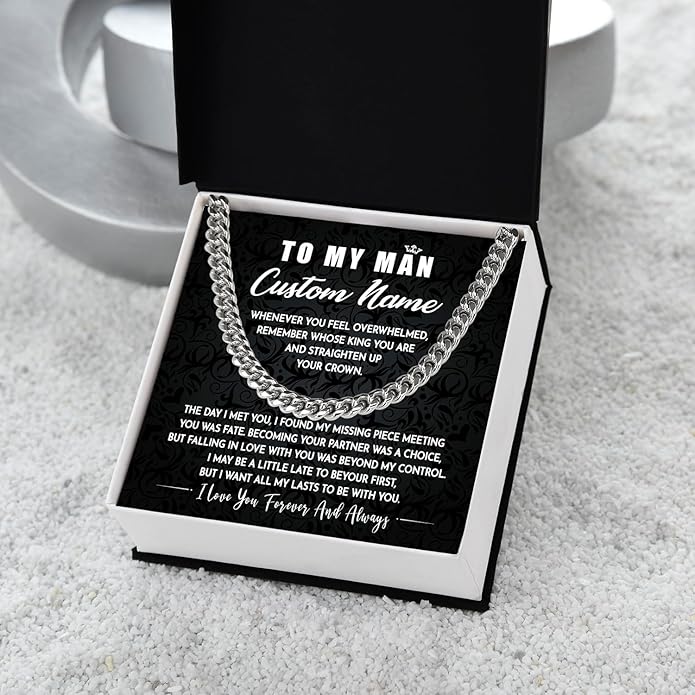 To My Man Necklace Custom Cuban Chain Necklace Gift For Husband Valentine Gift For Men Anniversary Birthday Gift For Him Husband Necklace From Wife Boyfriend Jewelry From Girlfriend