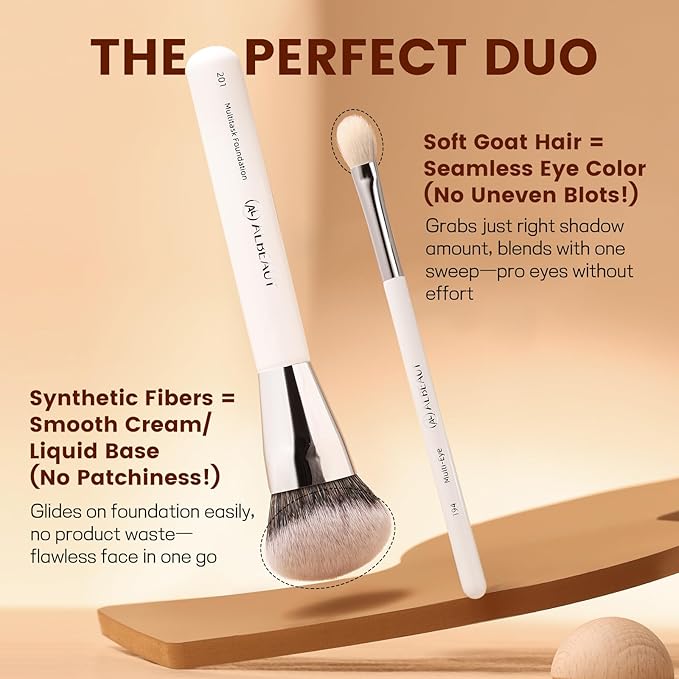 Makeup Brushes Set Albeaut 7Pcs Face Eyeshadow Brushes Kit with Preminum Bristles Liquid Foundation Concealer Blending Tools Professional &amp Travel Bag