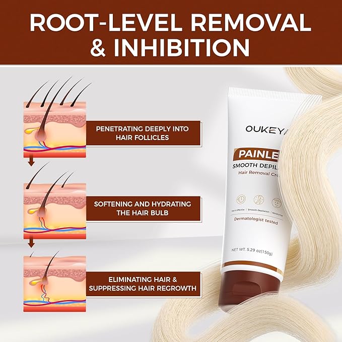 OUKEYA 2PACK Hair Removal Cream for Women &amp Men Sensitive Skin Natural Extracts Depilatory Cream for Bikini Line Legs Arms Underarms Dermatologically Tested Painless Hair Remove Gel with Tool