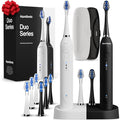 Aquasonic Duo - Dual Handle Ultra Whitening 40000 VPM Wireless Charging Electric ToothBrushes - 3 Modes with Smart Timers - 10 Dupont Brush Heads &amp 2 Travel Cases Included