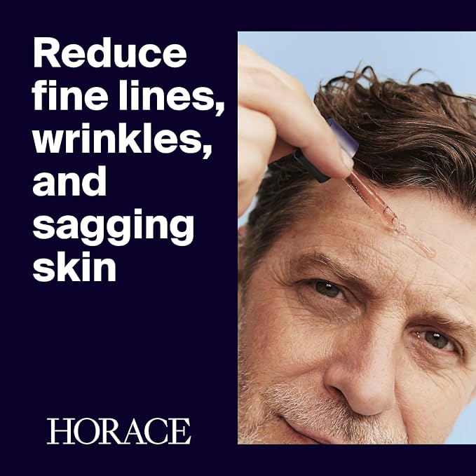 HORACE Bio-Retinol + Argireline Peptide Face Serum for Men - For Wrinkles Dark Spots and Elasticity - Vegan Skin Care for All Skin Types - Unscented 30ml