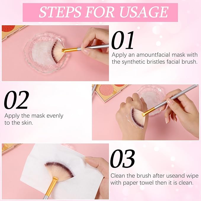 60 Pcs Fan Facial Brushes Fan Mask Soft Facial Applicator Brushes Acid Brush Cosmetic Makeup Blush Applicator Tools for Esthetician Eyeshadow Peel Mud Cream(Champagne Black)