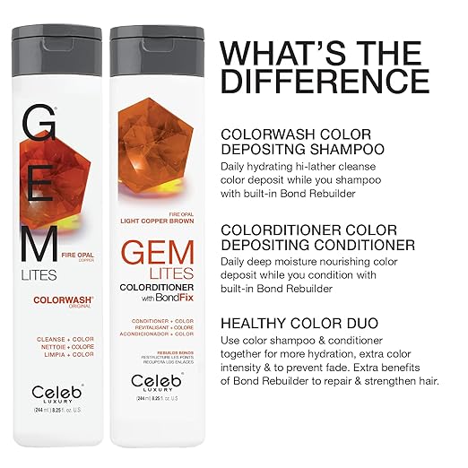 Celeb Luxury Colorwash Color Depositing Shampoo - Color Refresher Vegan Hair Dye Bondfix Bond Rebuilder Viral and Gem Lites