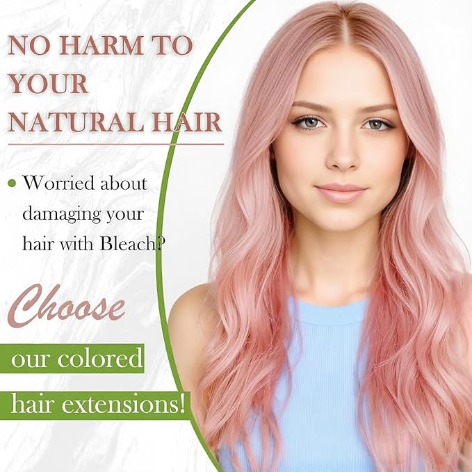 RUNATURE Pink Tape in Hair Extensions Real Human Hair Tape in Extensions Light Pink Hair Extensions for Highlight Colored Party Remy Hair Easy to Apply 20 Inch 25g 10pcs
