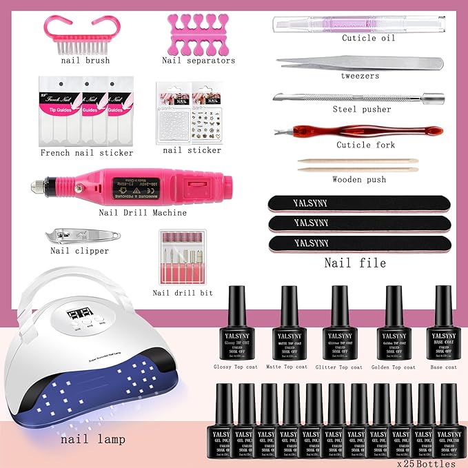 Nail Polish Kit with UV Light 25 Colors Gel Polish Starter Kit