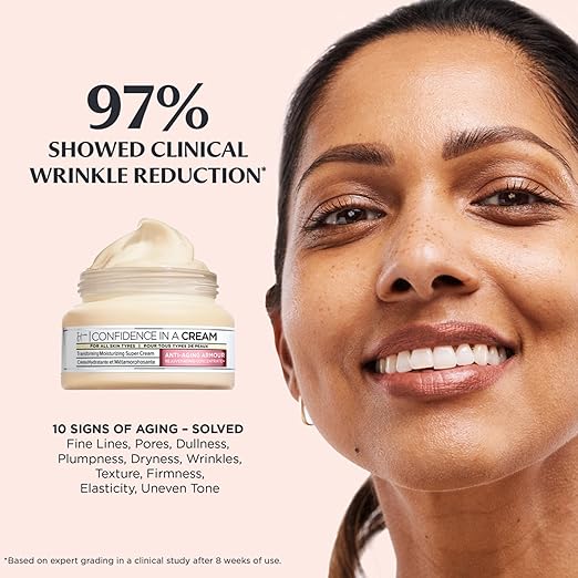 IT Cosmetics Confidence in a Cream - Hydrating &amp Anti Aging Face Moisturizer Visibly Reduces Fine Lines &amp Wrinkles Up To 48H Hydration Repairs Skin Barrier Squalane &amp Ceramides For Al