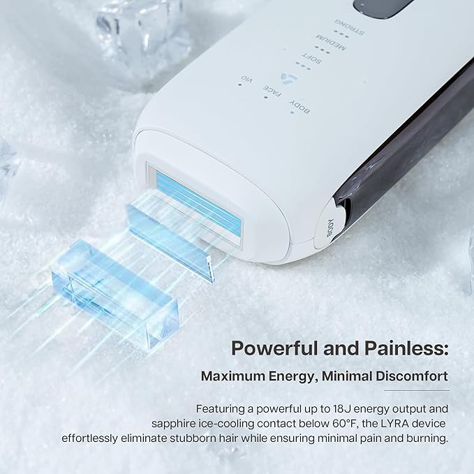 VRAIKO LYRA IPL Hair Removal Device Laser Hair Removal for Women and Men Sapphire Ice-Cooling Contact with Interchangeable Attachment Filters More Skin-Friendly Long-Lasting &amp Painless Results