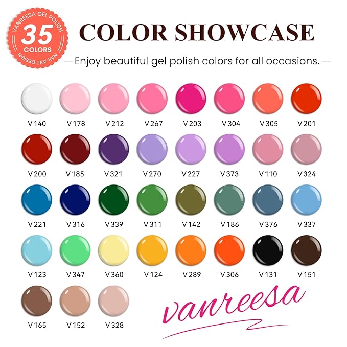 VANREESA Gel Nail Polish Kit with U V Light and Nail Drill Kit 65 Pcs Gel Polish Nail Set 35 All Season Colors Nail Polish Set Base Coat &amp 4 Effects Top Coat Complete Nail Kit Gifts for Women