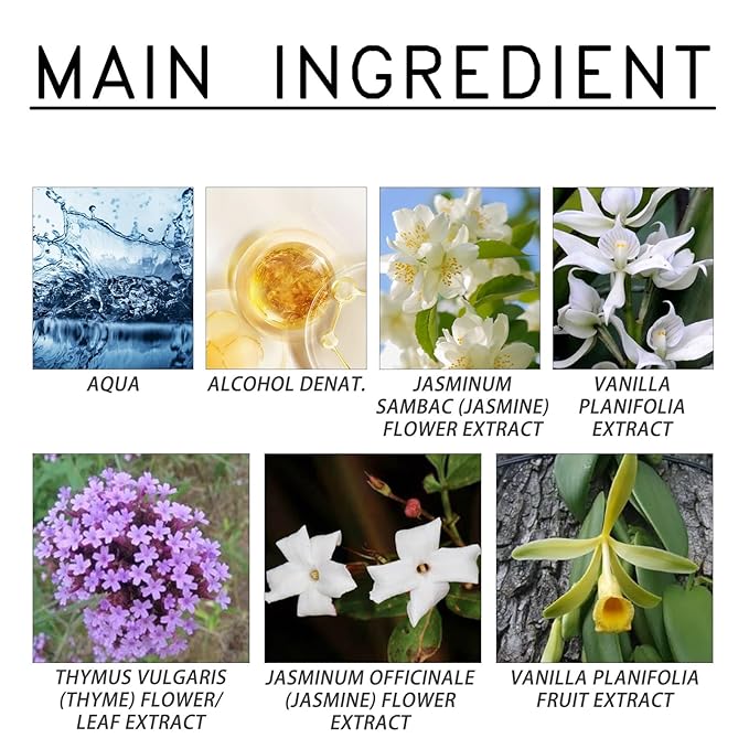 Vanilla Jasmine Scented Fragrance Spray - Natural Fresh Floral Notes Long-Lasting Perfume For Hair Body Bedding &amp Clothes(3PCS)