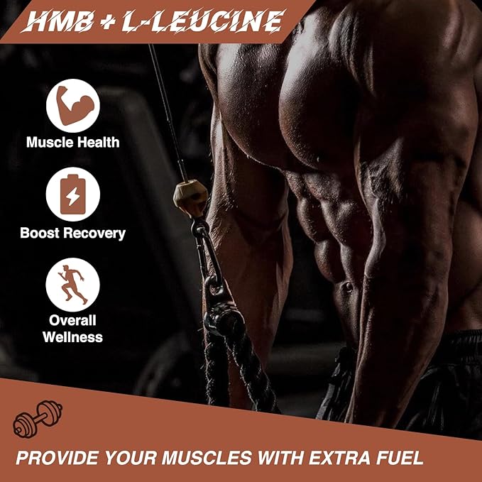 HMB and Leucine Supplement 3500mg L-Leucine HMB with Vitamin D3 Amino Acid BCAA for Men Vegan Gluten Free 90 Capsules