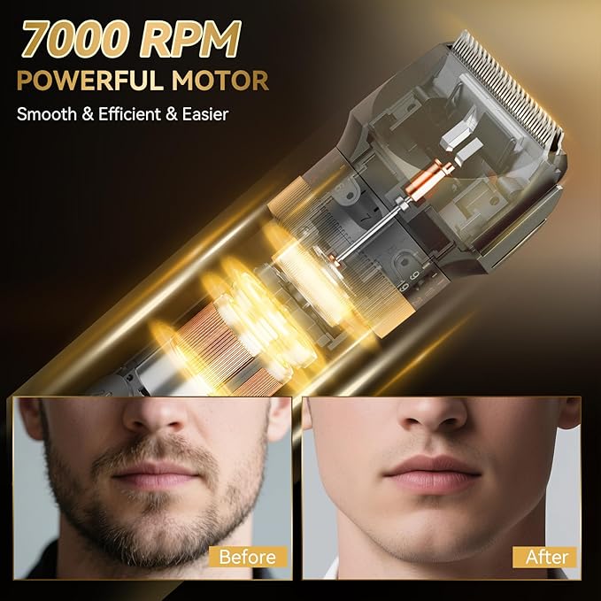 Beard Trimmer for Men - 42 Adjustable Length Settings Hair Clippers Professional Body Hair Trimmer for Men Precision Facial Hair Trimming IPX6 Waterproof Nose Trimmers LED Display Mustache Trimmers