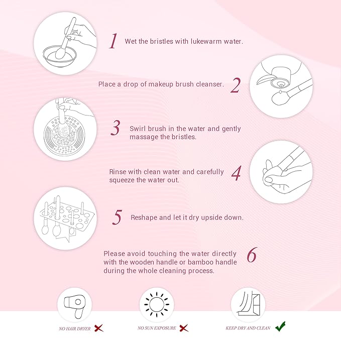 Jessup Makeup Brushes Labeled Makeup Brush Set Premium Synthetic and Natural Hair Foundation Powder Concealer Eyeshadow Blending 15pcs Brush Kit Rose Gold/Black T160