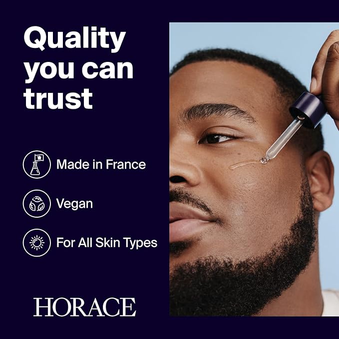 HORACE Hyaluronic Acid + Panthenol Face Serum for Men ? Advanced Moisturising Facial Treatment for Dry Skin Dehydration Lines and Elasticity ? Vegan Skincare for All Skin Types ? Unscented 30ml