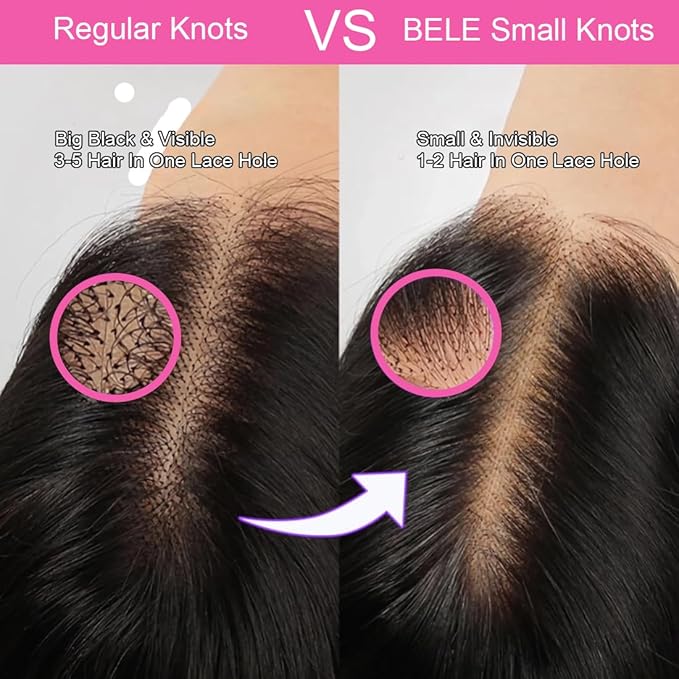 BELE 13x4 Lace Front Wigs Human Hair 24 Inch 200% Density Pre Plucked Brazilian Virgin Straight Skinlike Real Hd Lace Frontal Wigs Human Hair Glueless Straight Lace Front Wigs for Women Natural Color