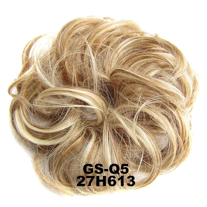 EARSHOT Hair Buns Hair Piece 1 Pack Messy Bun Hair Hoops Ponytail Hair Extensions Synthetic Donut Hair Bun Curly Wavy Hair Bun Wigs for Women Hair Accessories For Girls (Color : 27H613)