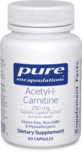 Pure Encapsulations Acetyl-L-Carnitine 250 mg - Memory &amp Brain Supplement - Brain Support &amp Focus* - Gluten Free &amp Non-GMO - 60 Capsules
