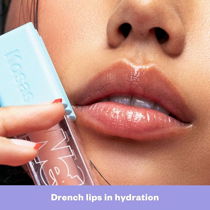 Kosas Wet Lip Oil Gloss - Hydrating Lip Plumping Treatment with Hyaluronic Acid &amp Peptides Non-Sticky Finish (Jellyfish)