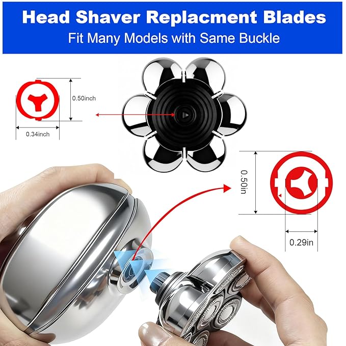 7 Head Shaver Replacement Head Shavers for Bald Men for Most Brand Men Foil Shaver Razor Universal Shaver Head3pack