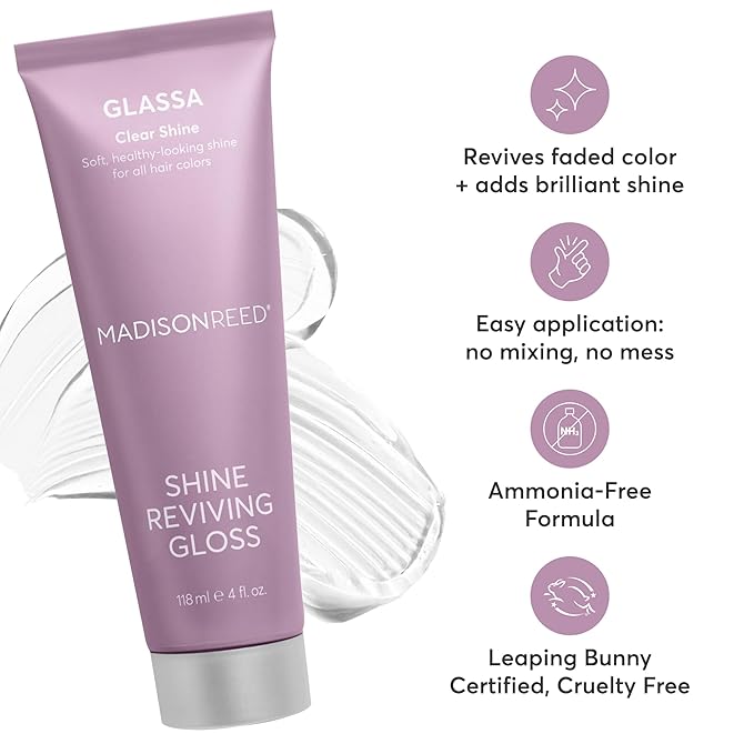Madison Reed Color Reviving Gloss Glassa - Clear Semi-Permanent Hair Gloss Enhances Hair Color &amp Corrects Tone Adds Brilliant Shine Keratin &amp Argan Oil 4 Fl Oz (118 mL)