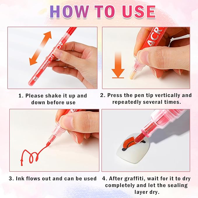 60 Colors Nail Art Pens Set Nail Polish Pens Nail Art Drawing Graffiti Marker Pen Quick Dry Waterproof Nail Art Painting Pens Kit for Home DIY Nail Art Design