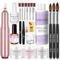SAVILAND Acrylic Nail Kit with Drill: Nails Kit Acrylic Set for Beginners with Everything ? White Pink Clear Nail Powder and Liquid Set Primer Top Gel Forms Brushes &amp Tools for Home Salon Use