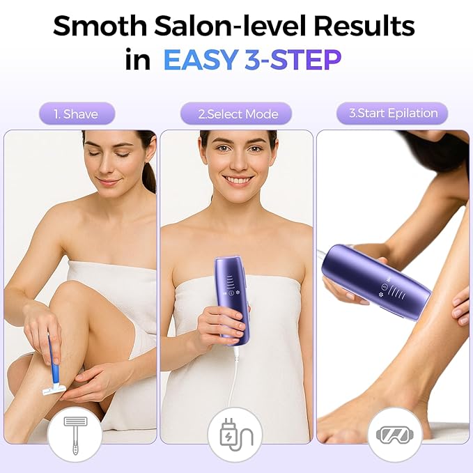 Laser Hair Removal with 5??Ice Cooling Painless IPL Laser Hair Removal Device for Women &amp Men 999999 Flashes 5 Levels 2 Modes Permanent At-Home Hair Removal for Face &amp Body with 3 in 1