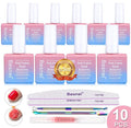 Gel Nail Polish Remover 10 Pack Professional Gel Polish Remover Non-Irritating Quick Easy Nail Polish Gel Remover Tools Kit Nail File Cuticle Pusher File Grit No Need For Foil Soaking Or Wrapping