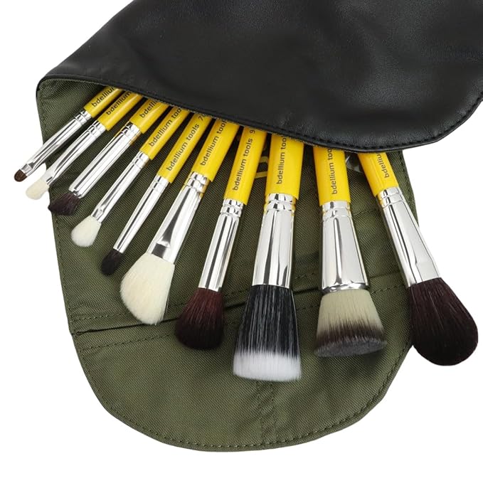 Bdellium Tools Professional Makeup Brush Travel Series - Mineral 10pc. Brush Set with Roll-Up Pouch